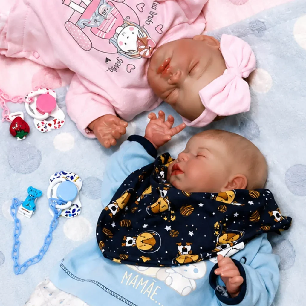 Bebê reborn gêmeos zendric em detalhe do rosto realista – foto 2