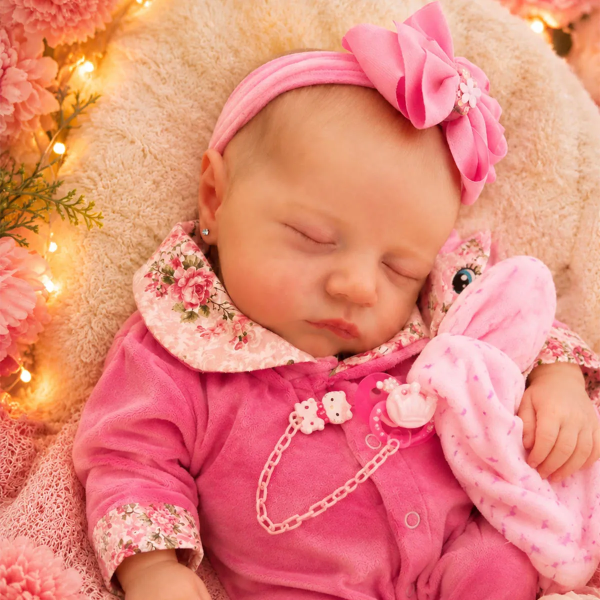 Bebê reborn olhos fechados em detalhe do rosto realista – foto 2