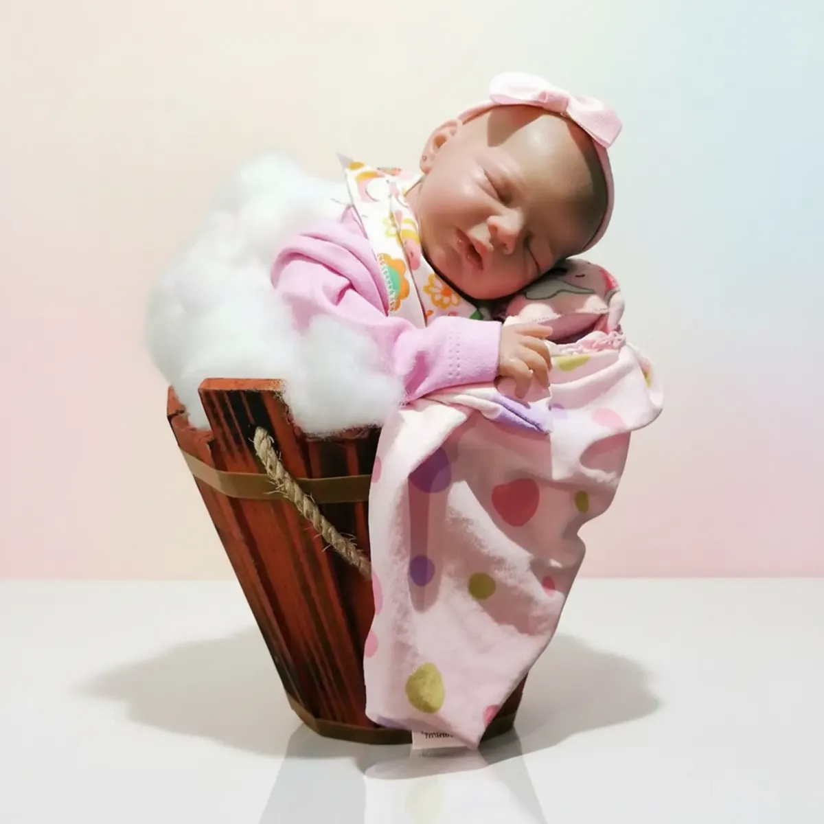 Bebê reborn 40cm: peça prematura Zendric com cabelo pintado, proporção compacta